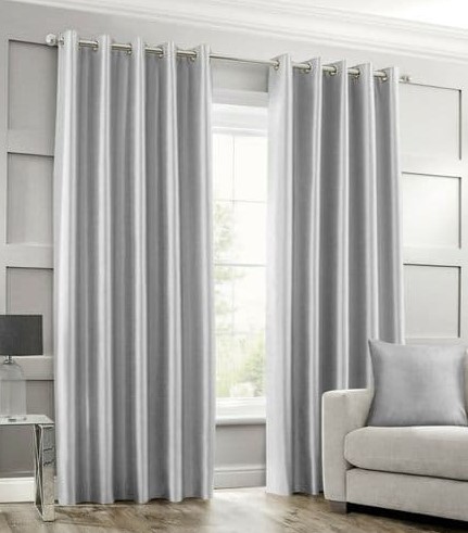 Silk Curtains Silver grey