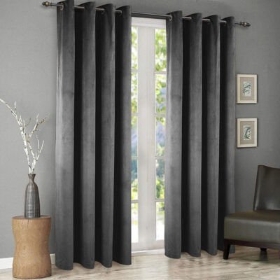 plain velvet curtains grey