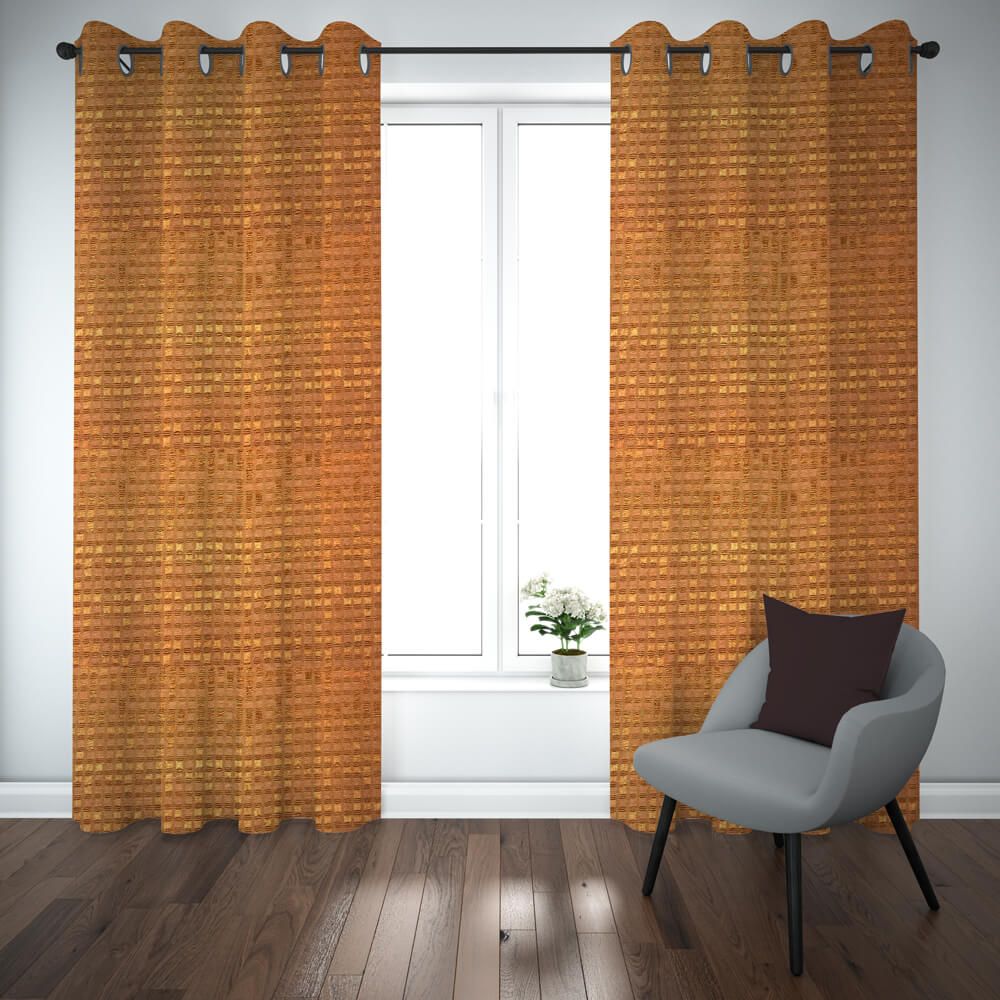 Self Jacquard Curtains Orange