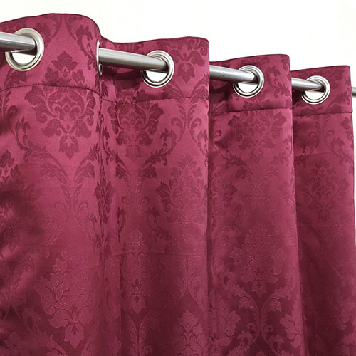 Self Jacquard curtains maroon
