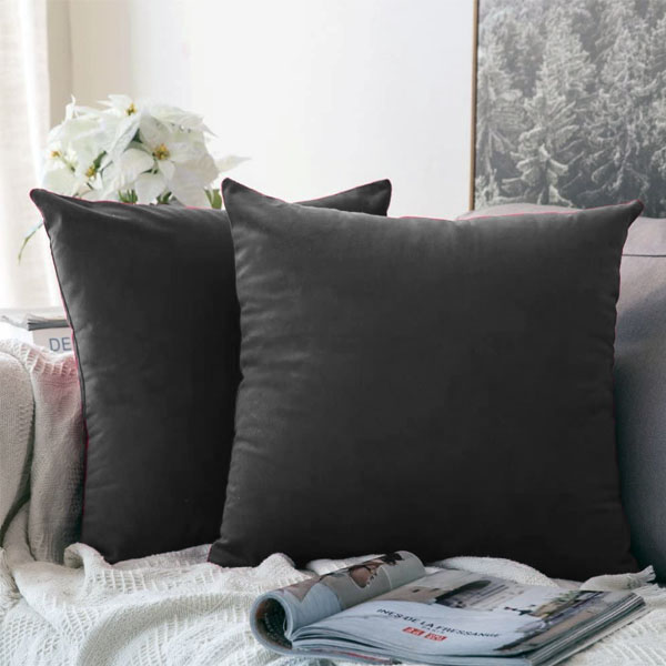 Velvet Cushion Covers Dark Grey