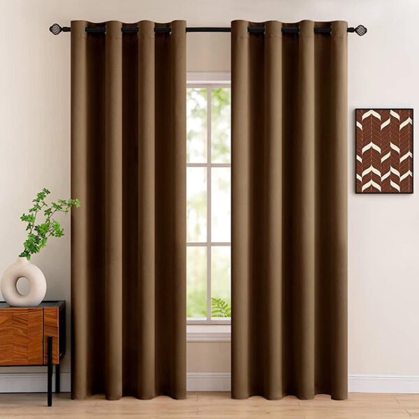 Self Plain Curtains brown
