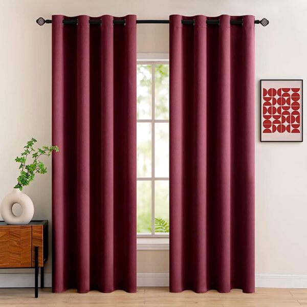 Self Plain Curtains maroon
