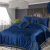 Self Design Velvet Bedsheet royal blue