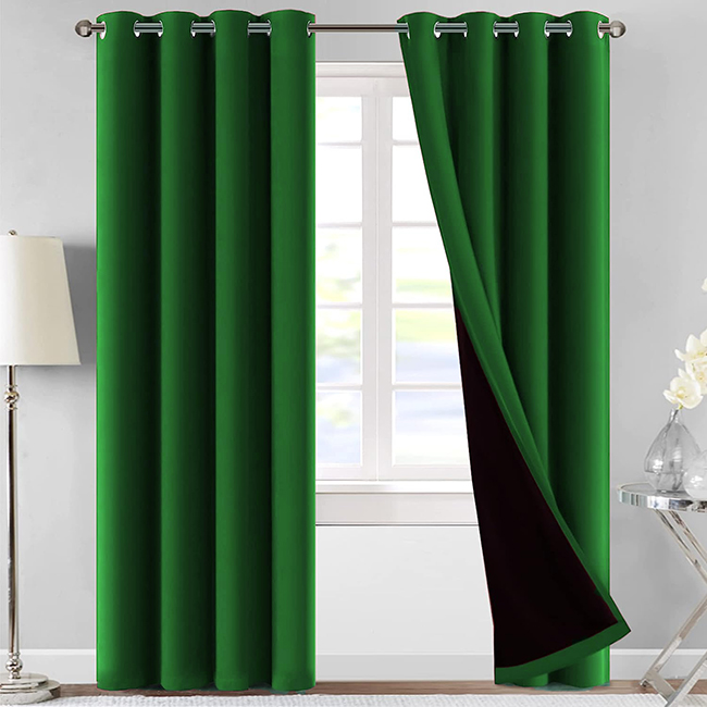Self Jacquard blackout curtains Green
