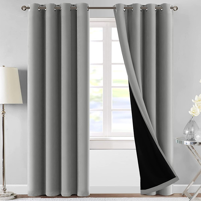 Self Jacquard blackout curtains Grey