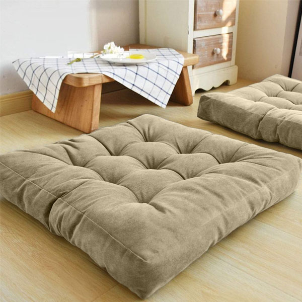 Velvet Floor Cushions Beige