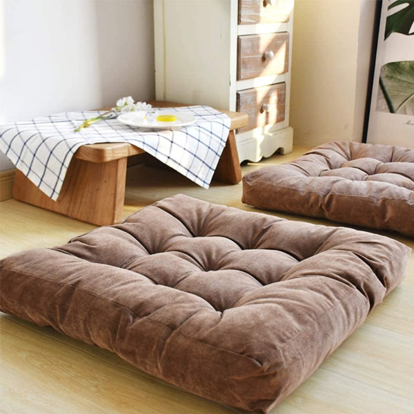 Velvet Floor Cushions Dark Brown