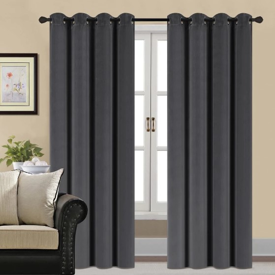 plain velvet curtains Grey