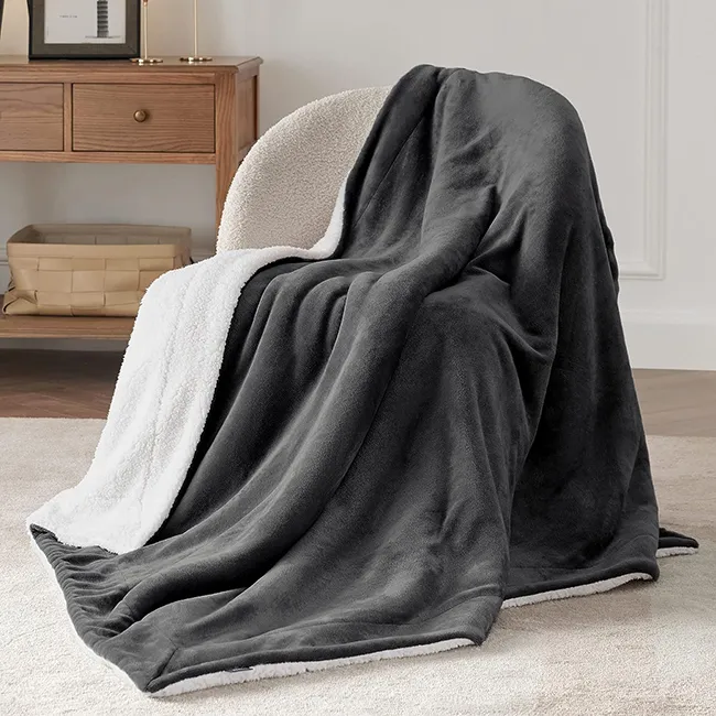 Sherpa Fleece Blankets-grey