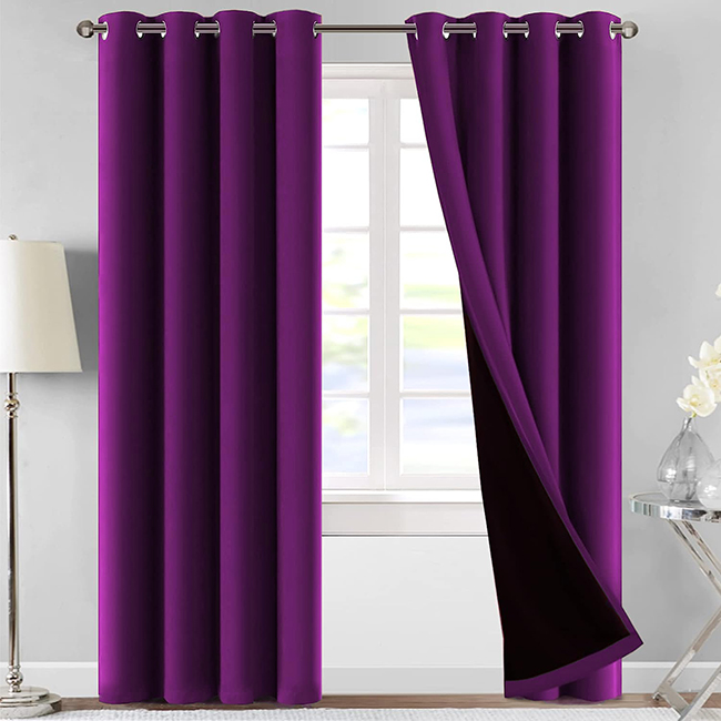 Self Jacquard blackout curtains Purple