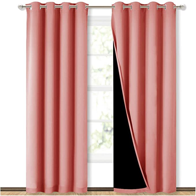Self Jacquard blackout curtains pink