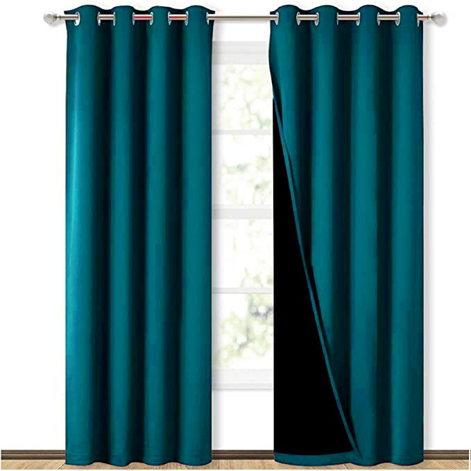 Self Jacquard blackout curtains zinc