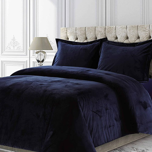 Velvet Flat Bed Sheet navy blue