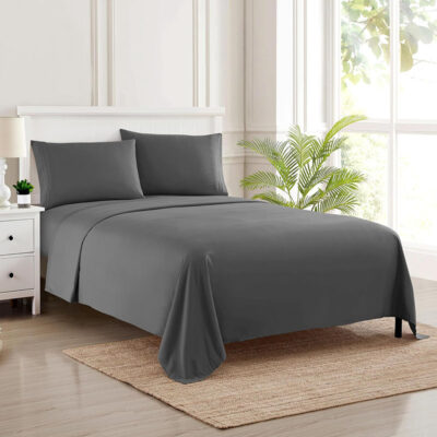 Velvet Flat Bed Sheet Grey