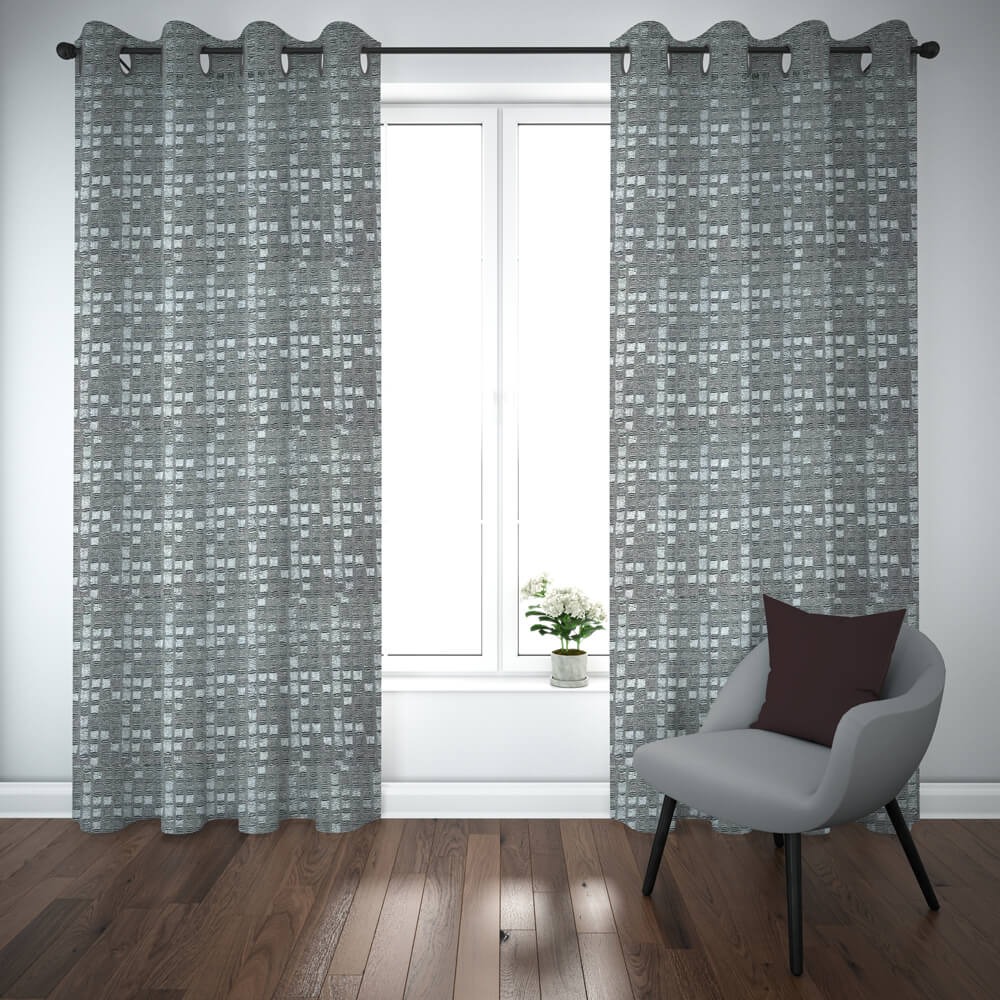 Export self dotted jacquard curtains grey Color