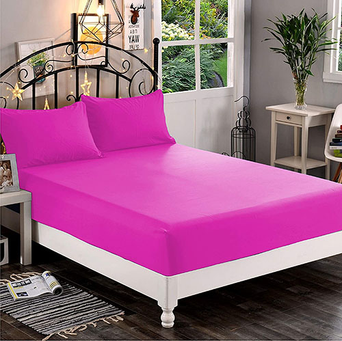 Cotton Fitted Sheet-Hot Pink