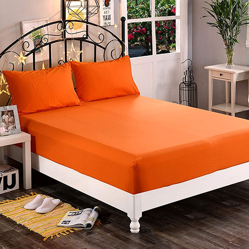 Cotton Fitted Sheet- Orange
