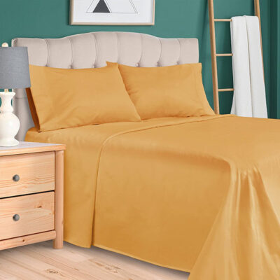 Plain Rich Cotton BedSheet Gold