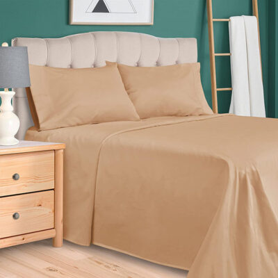 Plain Rich Cotton BedSheet Beige