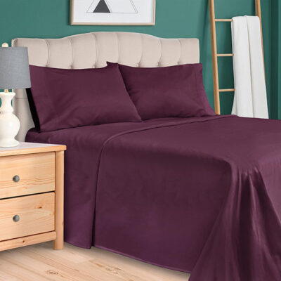 Plain Rich Cotton BedSheet Plum