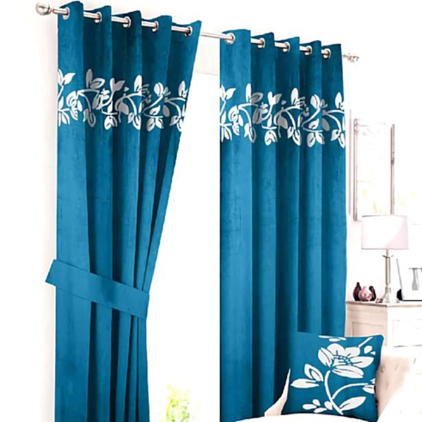 Luxury Velvet Curtains Floral Border 4