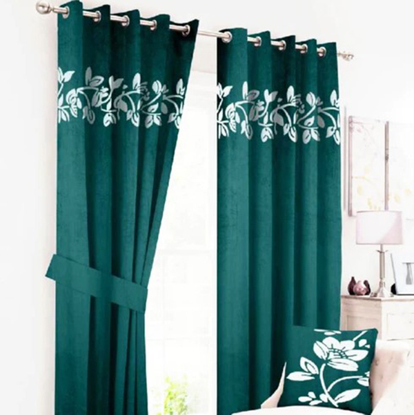 Luxury Velvet Curtains Floral Border 7
