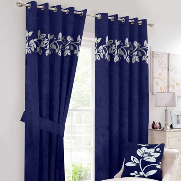 Luxury Velvet Curtains Floral Border 8