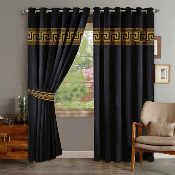 Luxury Velvet Curtains black gold