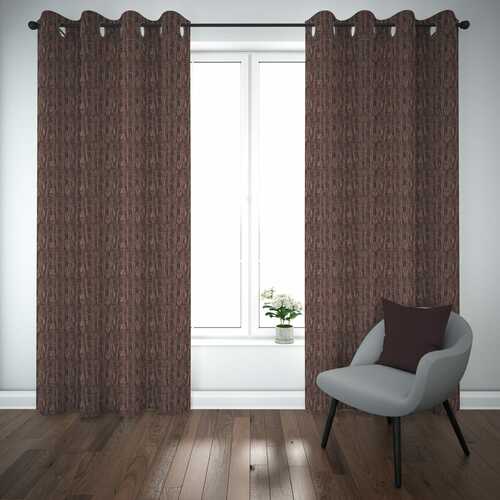 Self Design Premium Jacquard Curtains brown