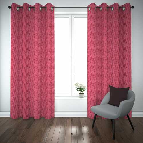 Self Design Premium Jacquard Curtains pink