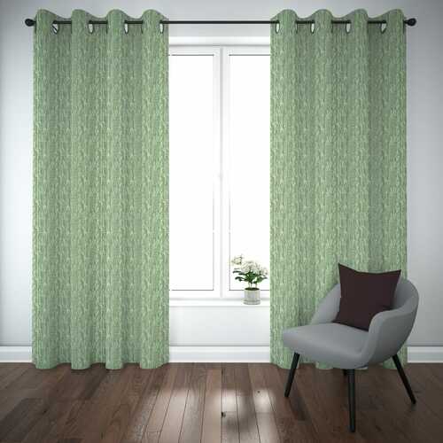 Self Design Premium Jacquard Curtains sea green
