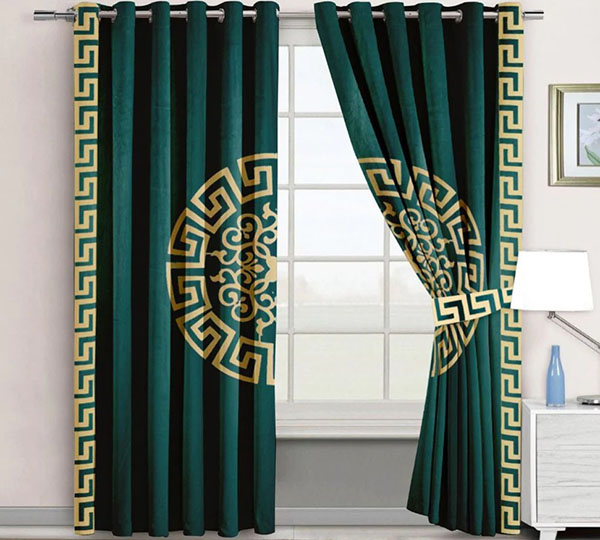 Luxury Velvet Splendid Curtains green and skin