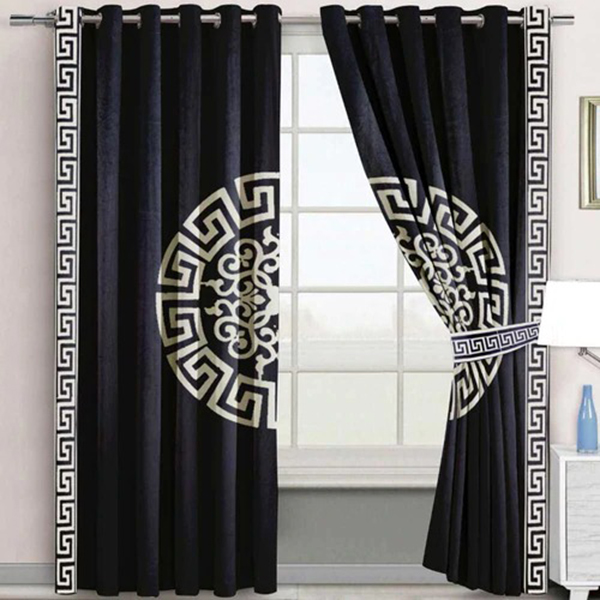 Luxury Velvet Splendid Curtains black white