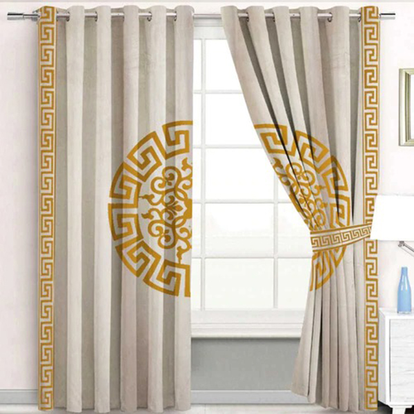 Luxury Velvet Splendid Curtains beige golden