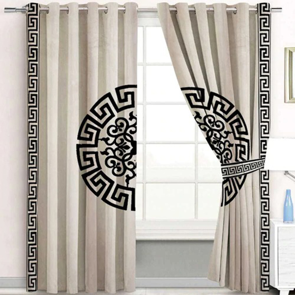 Luxury Velvet Splendid Curtains beige black