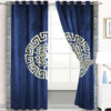 Luxury Velvet Splendid Curtains navy blue white