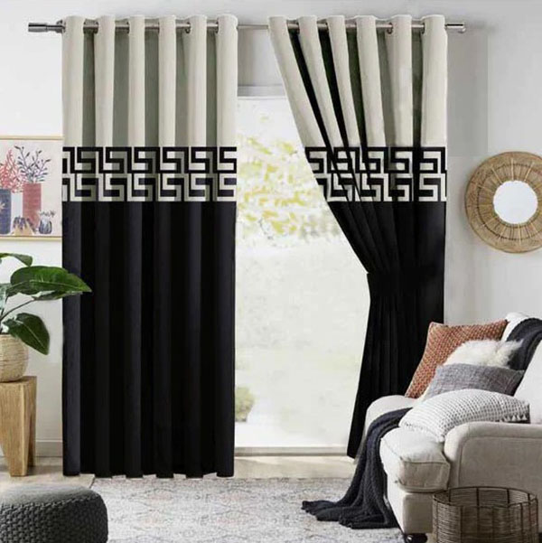 Luxury Velvet Curtains white black