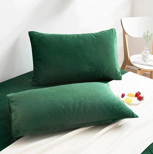 Velvet pillow cover green