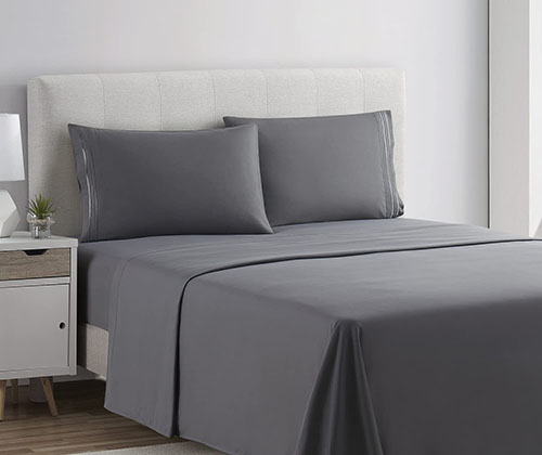 Plain Rich Cotton BedSheet Charcoal Grey