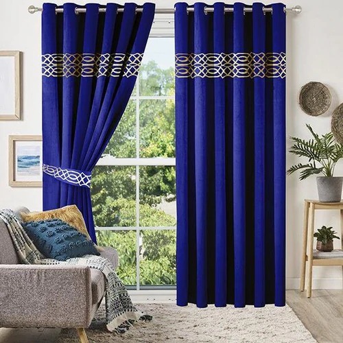 Luxury Velvet Curtains royal blue white f