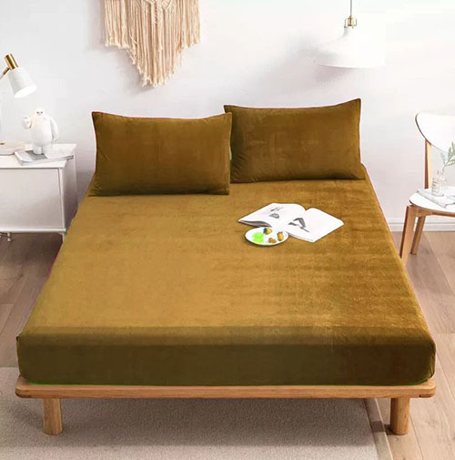 Velvet Fitted Bed Sheet Copper