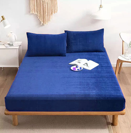 Velvet Fitted Bed Sheet Royal Blue