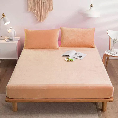 Velvet Fitted Bed Sheet Skin Golden