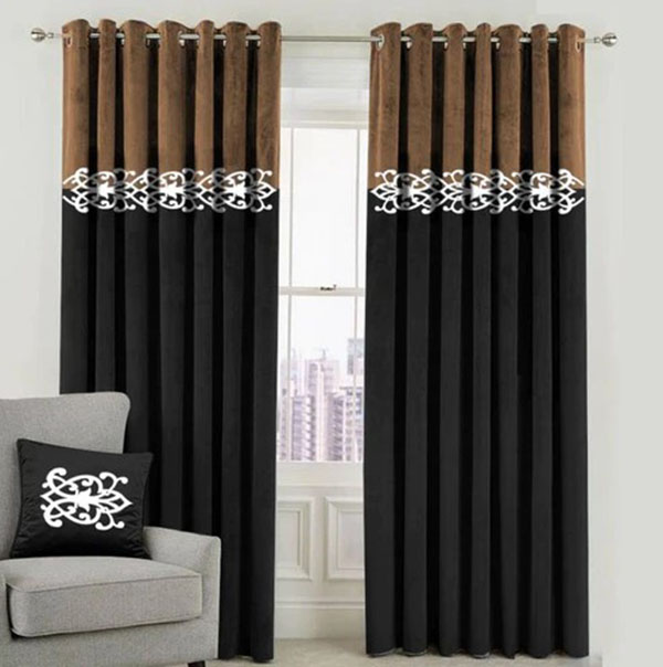 Luxury Velvet Curtains brown black
