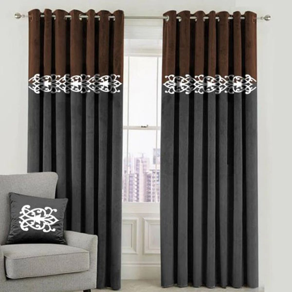 Luxury Velvet Curtains brown grey