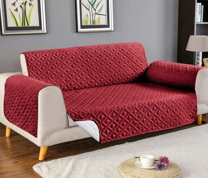 Ultrasonic quilted sofa runner maroon