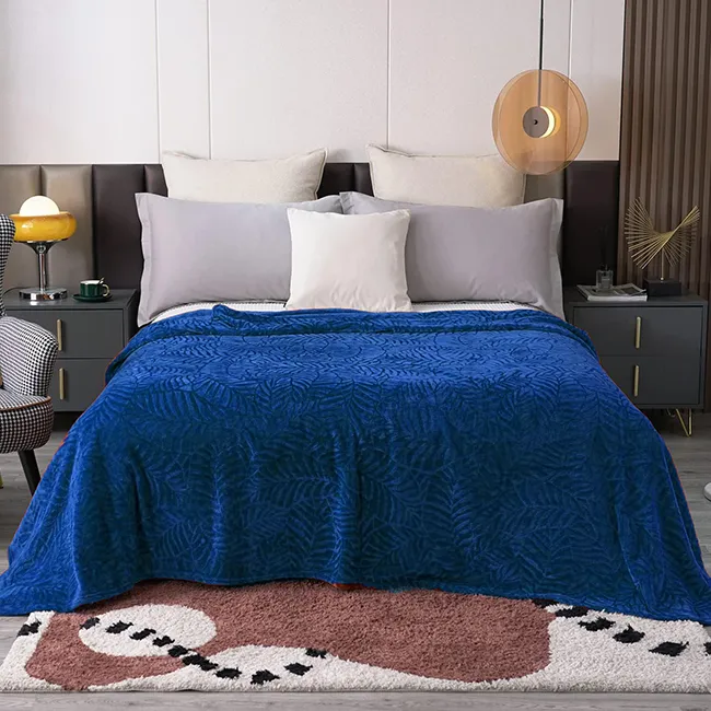 Embossed Flannel Fleece Blanket-Blue