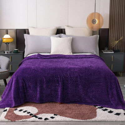 Embossed Flannel Fleece Blanket-Purple