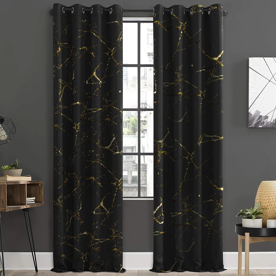 Imported Velvet Curtains sprinkle black